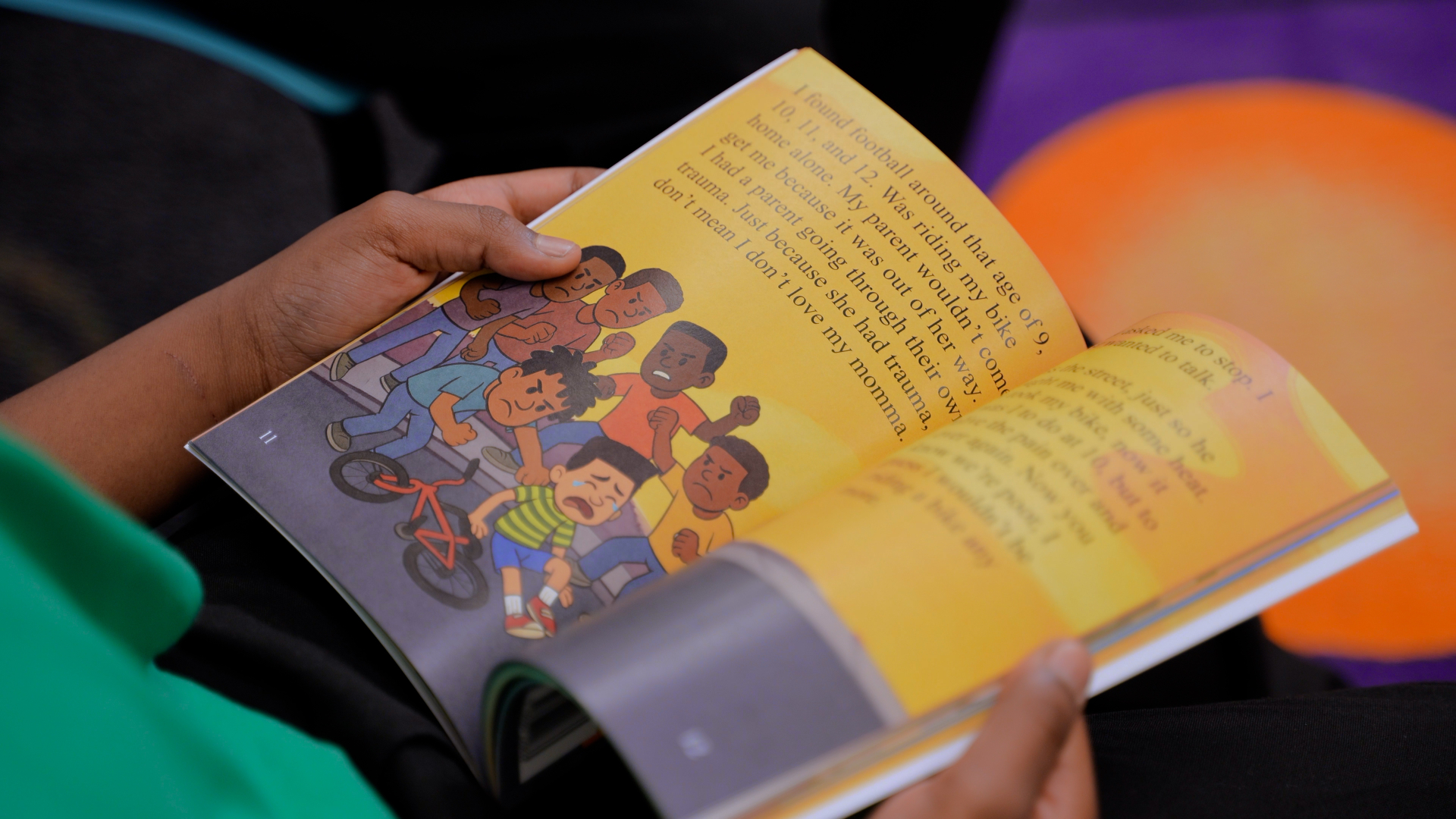 Open pages of The Good Me and The Hood Me showing illustrations